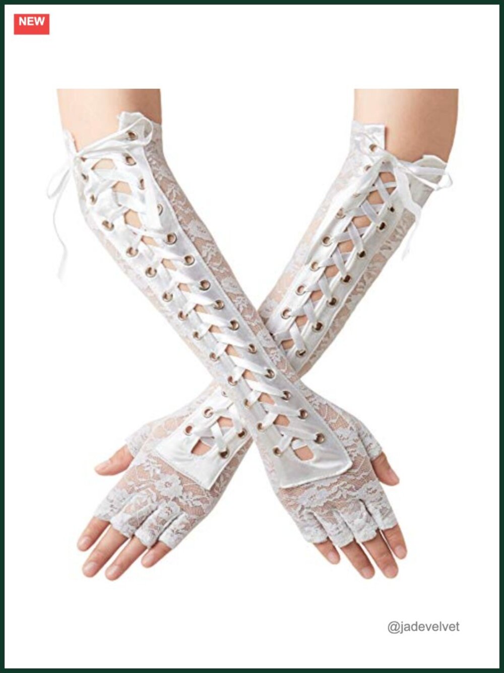 Fingerless Lace Up Elbow Length Arm Warmers Gloves Victorian